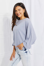 Load image into Gallery viewer, Andree by Unit Misty Blue Three Quarter Dolman Sleeve Top
