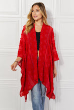 Load image into Gallery viewer, Justin Taylor Red Aztec Pom-Pom Open Front Kimono
