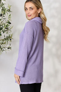 BiBi Lavender Purple Exposed Seam Waffle Knit Top