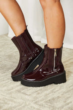 Load image into Gallery viewer, Forever Link Wine Side Zip Vegan Patented Leather Platform Boots
