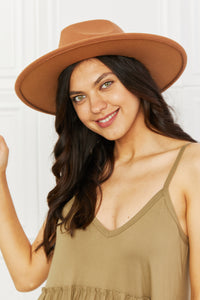 Fame Solid Brown Leopard Belt Detailed Wide Brimmed Hat