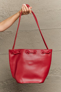 Nicole Lee Solid Color Studded Pebbled Vegan Leather Bucket Bag