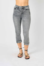 Load image into Gallery viewer, Judy Blue Sasha High Waist Cuffed Button Fly Gray Denim Capri Jeans
