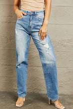 Load image into Gallery viewer, BAYEAS High Vibes High Rise Distressed Straight Leg Blue Denim Jeans

