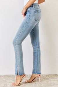 Kancan Y2K Mid Rise Side Slit Blue Denim Bootcut Jeans