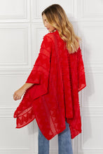 Load image into Gallery viewer, Justin Taylor Red Aztec Pom-Pom Open Front Kimono
